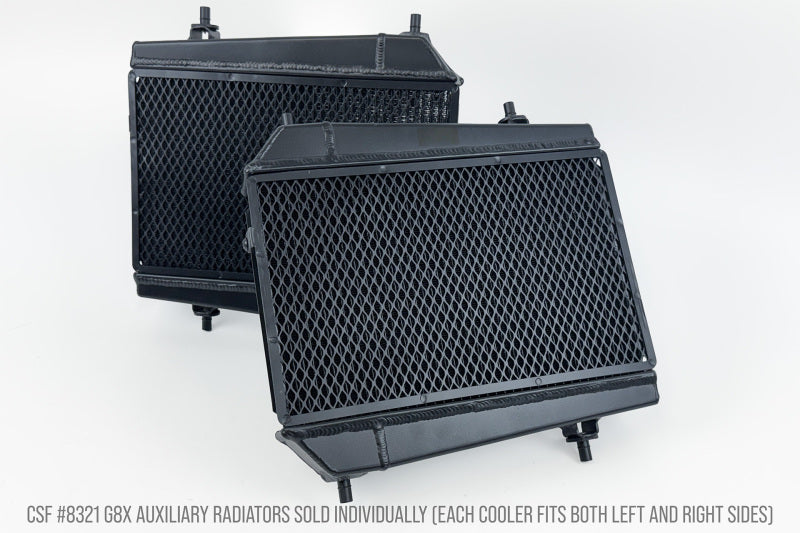 csf bmw g8x m3/m4/m2 high-performance auxiliary radiator - single radiator bmw m3 m4 g80 g82 g8x iconic garage