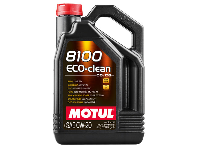 Engine Oil, MOTUL 8100 ECO-clean, 0W-20 Synthetic, 5 Liter by Motul - fits BMW F87 M2 / F95 X5 M / F96 X6 M / G87 M2 / G80/G82/G83 M3/M4