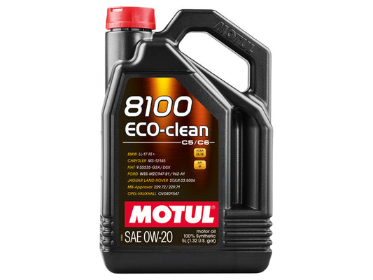 Engine Oil, MOTUL 8100 ECO-clean, 0W-20 Synthetic, 5 Liter by Motul - fits BMW F87 M2 / F95 X5 M / F96 X6 M / G87 M2 / G80/G82/G83 M3/M4