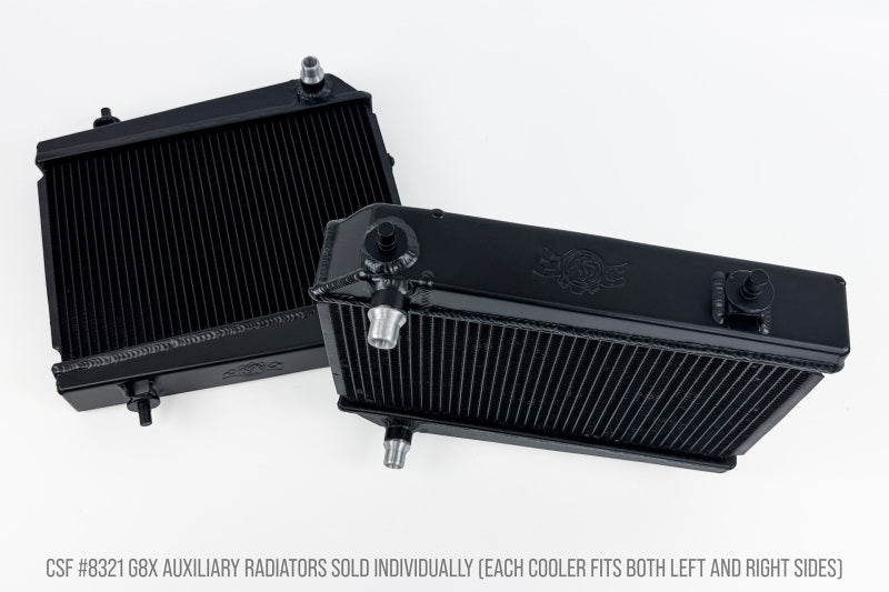 csf bmw g8x m3/m4/m2 high-performance auxiliary radiator - single radiator bmw m3 m4 g80 g82 g8x iconic garage