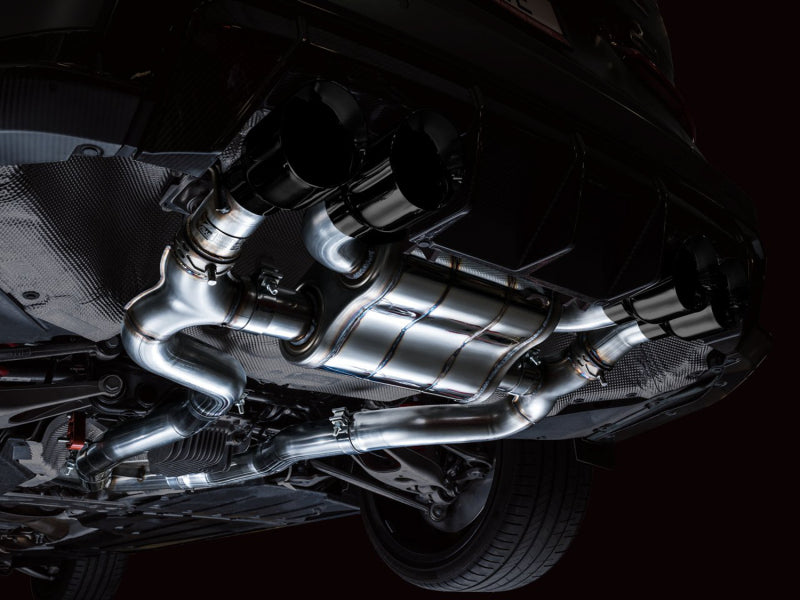awe tuning switchpath cat-back exhaust for bmw g8x m3/m4 - diamond black tips bmw m3 m4 g80 g82 g8x iconic garage