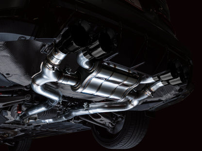 awe tuning switchpath cat-back exhaust for bmw g8x m3/m4 - diamond black tips bmw m3 m4 g80 g82 g8x iconic garage
