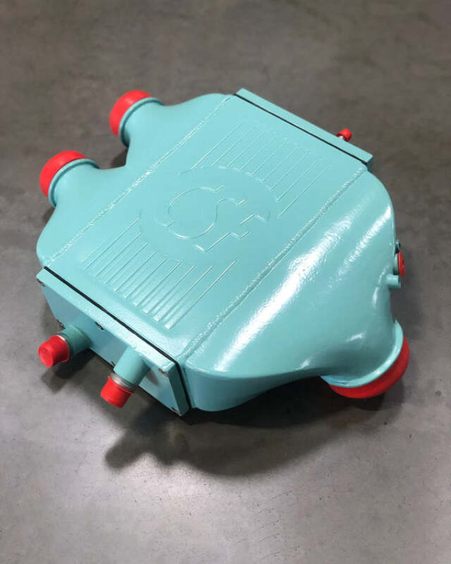 csf 2014+ bmw m3/m4 (f8x) top mount charge-air-cooler - tiffany blue bmw m3 m4 f80 f82 f8x iconic garage