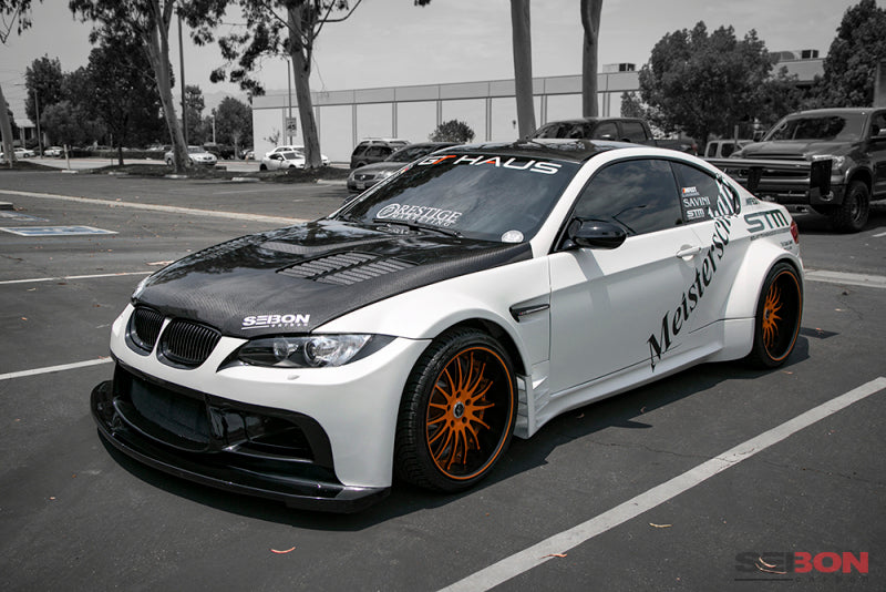 seibon bmw m3 series 2dr (e92) gtr-style carbon fiber hood bmw m3 e92 e9x iconic garage