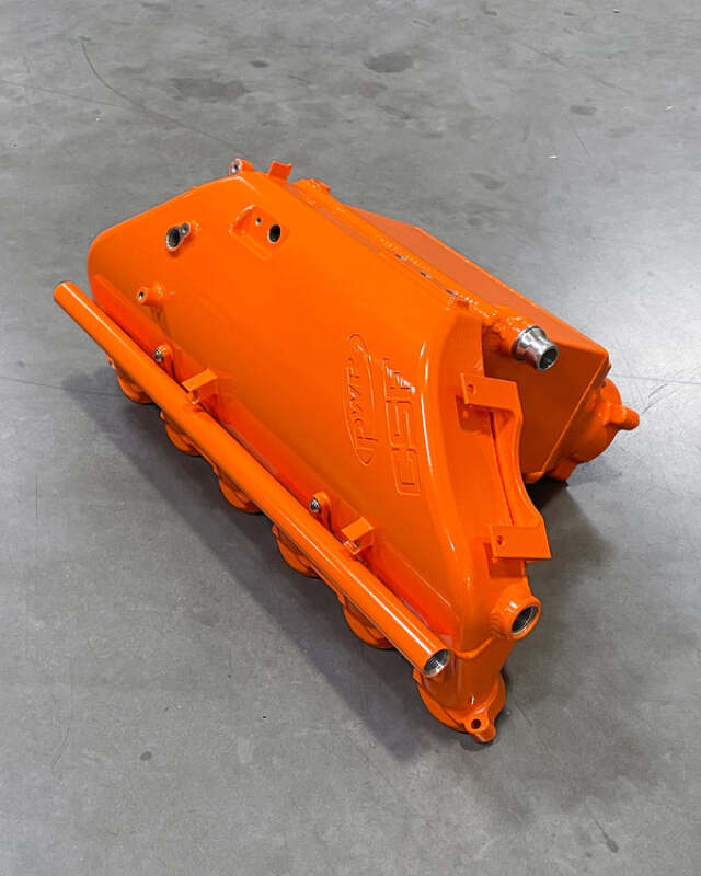 csf bmw m2/m3/m4 s58 (g8x) charge-air cooler manifold - kyalami orange bmw m3 m4 g80 g82 g8x iconic garage