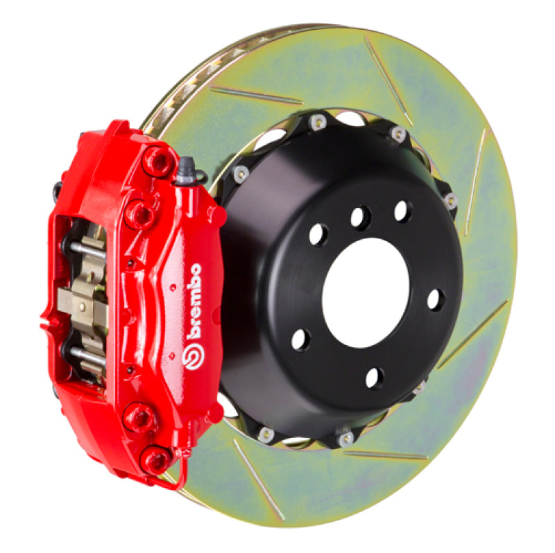 brembo m3 (e90/e92/e93) rear gt bbk 4 piston cast 345x28 2pc rotor slotted type-1-red bmw m3 e92 e9x iconic garage