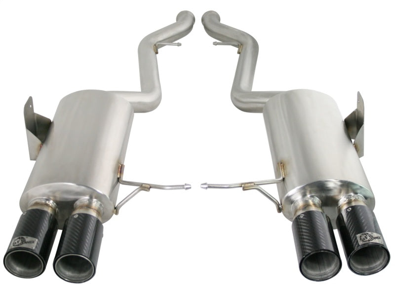 afe machforce xp exhaust cat-back 2.5in dia carbon fiber tips ss-304 bmw m3 (e92/93) v8 4.0l bmw m3 e92 e9x iconic garage