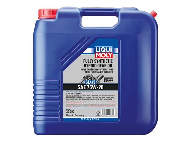 Gear Oil, Liqui Moly, SAE 75W-90 Synthetic, 20 Liter by Liqui Moly - fits BMW E90/E92/E93 M3 / F87 M2 / F80/F82/F83 M3/M4 / F90 M5 / F95 X5 M / F96 X6 M / G87 M2 / G80/G82/G83 M3/M4