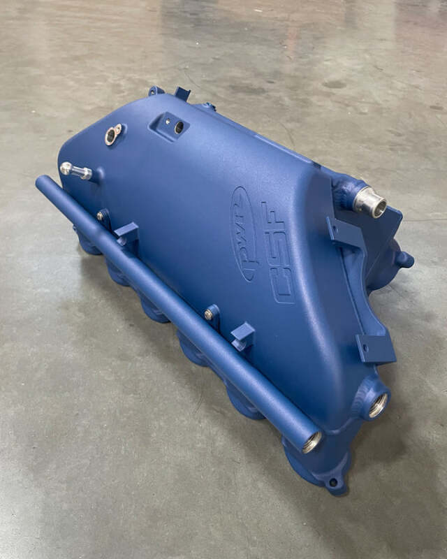 csf bmw m2/m3/m4 s58 (g8x) charge-air cooler manifold - peppa blue bmw m3 m4 g80 g82 g8x iconic garage
