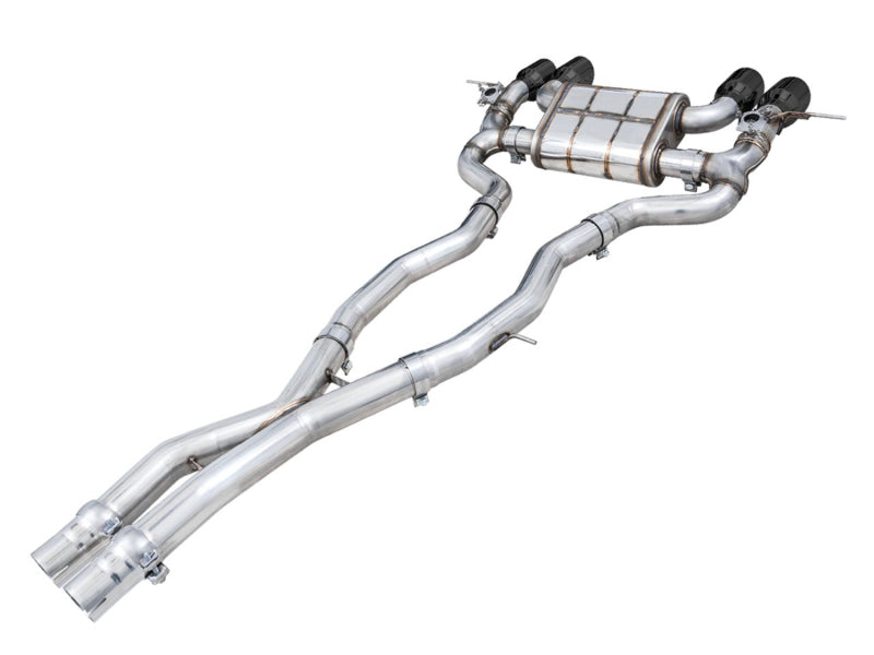 awe tuning switchpath cat-back exhaust for bmw g8x m3/m4 - diamond black tips bmw m3 m4 g80 g82 g8x iconic garage