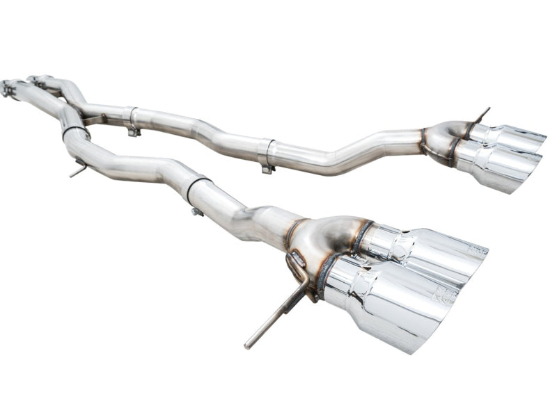 awe tuning track edition cat-back exhaust for bmw g8x m3/m4 - chrome silver tips bmw m3 m4 g80 g82 g8x iconic garage