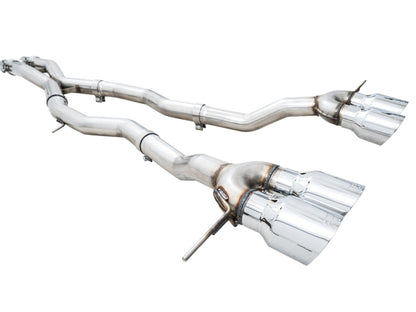 awe tuning track edition cat-back exhaust for bmw g8x m3/m4 - chrome silver tips bmw m3 m4 g80 g82 g8x iconic garage