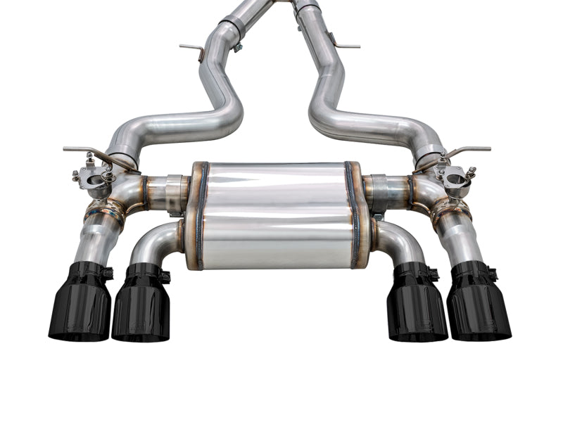 awe tuning bmw f8x m3/m4 switchpath cat-back exhaust - diamond black tips bmw m3 m4 f80 f82 f8x iconic garage