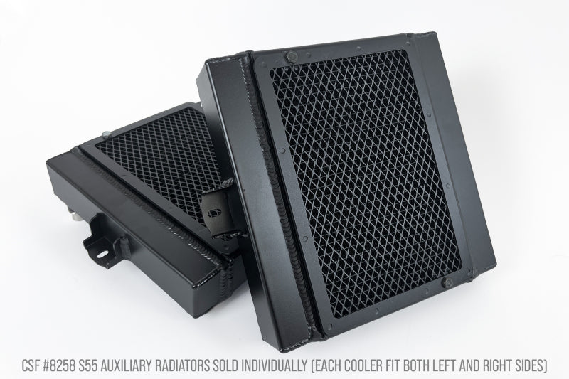 csf bmw f8x m3/m4/m2c auxiliary radiators w/ rock guards (sold individually - fits left and right bmw m3 m4 f80 f82 f8x iconic garage