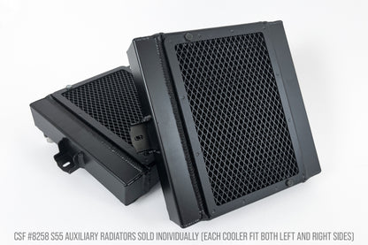 csf bmw f8x m3/m4/m2c auxiliary radiators w/ rock guards (sold individually - fits left and right bmw m3 m4 f80 f82 f8x iconic garage