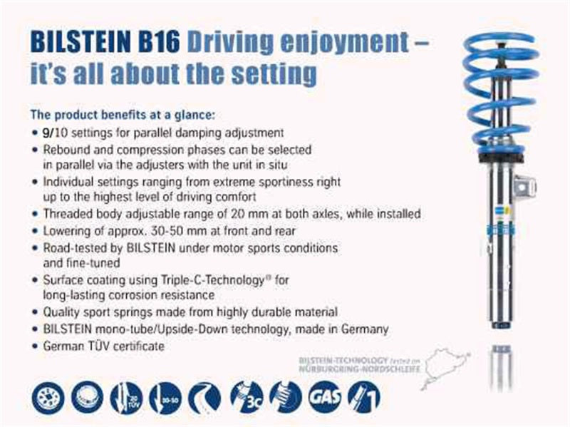 bilstein b16 (damptronic) bmw m3/m4 f80/f82 front & rear performance suspension system bmw m3 m4 f80 f82 f8x iconic garage