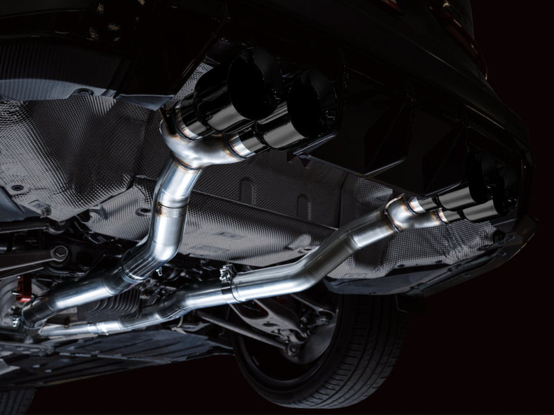 awe tuning track edition cat-back exhaust for bmw g8x m3/m4 - diamond black tips bmw m3 m4 g80 g82 g8x iconic garage