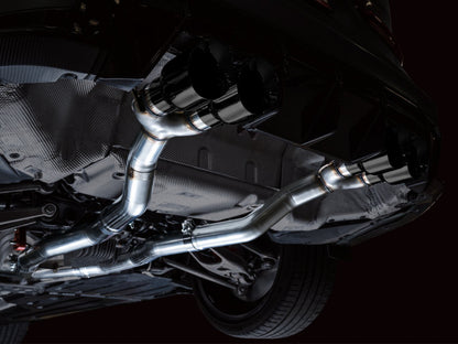 awe tuning track edition cat-back exhaust for bmw g8x m3/m4 - diamond black tips bmw m3 m4 g80 g82 g8x iconic garage