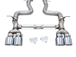 awe tuning bmw f8x m3/m4 track edition cat-back exhaust - chrome silver tips bmw m3 m4 f80 f82 f8x iconic garage