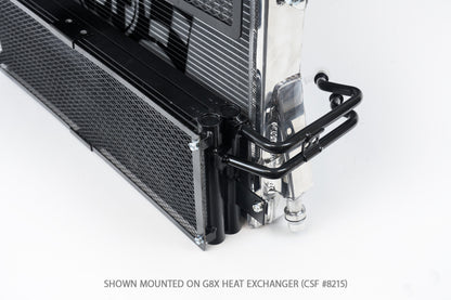 csf bmw m3/m4 (g8x) transmission oil cooler w/ rock guard bmw m3 m4 g80 g82 g8x iconic garage