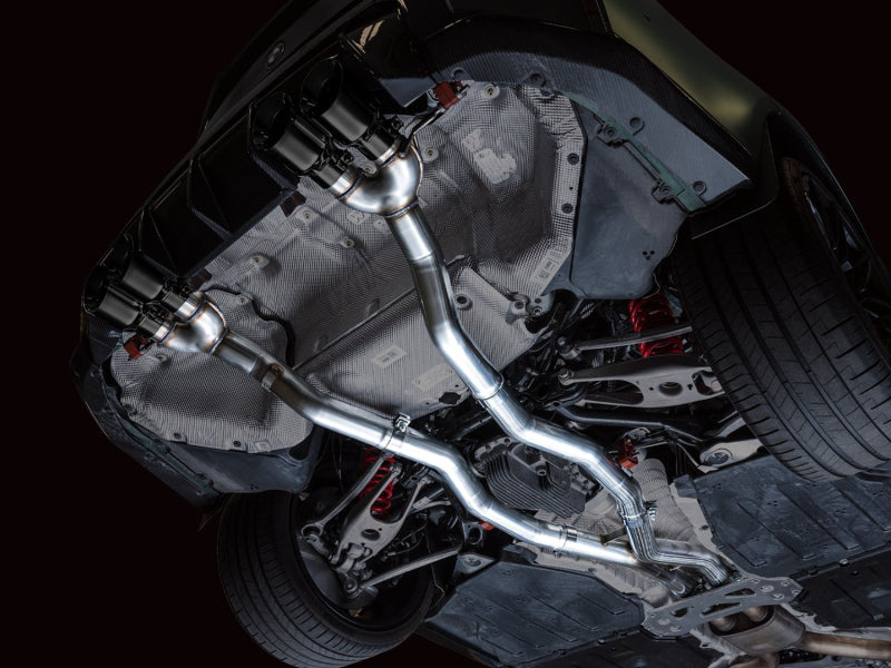 awe tuning track edition cat-back exhaust for bmw g8x m3/m4 - diamond black tips bmw m3 m4 g80 g82 g8x iconic garage