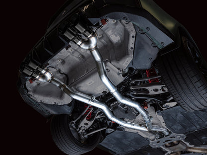 awe tuning track edition cat-back exhaust for bmw g8x m3/m4 - diamond black tips bmw m3 m4 g80 g82 g8x iconic garage