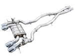 awe tuning switchpath cat-back exhaust for bmw g8x m3/m4 - chrome silver tips bmw m3 m4 g80 g82 g8x iconic garage