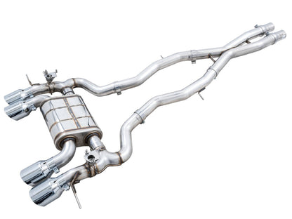 awe tuning switchpath cat-back exhaust for bmw g8x m3/m4 - chrome silver tips bmw m3 m4 g80 g82 g8x iconic garage