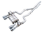 awe tuning bmw f8x m3/m4 switchpath cat-back exhaust - chrome silver tips bmw m3 m4 f80 f82 f8x iconic garage