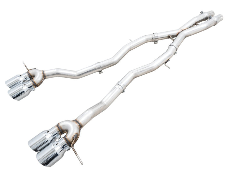 awe tuning track edition cat-back exhaust for bmw g8x m3/m4 - chrome silver tips bmw m3 m4 g80 g82 g8x iconic garage