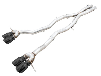 awe tuning track edition cat-back exhaust for bmw g8x m3/m4 - diamond black tips bmw m3 m4 g80 g82 g8x iconic garage