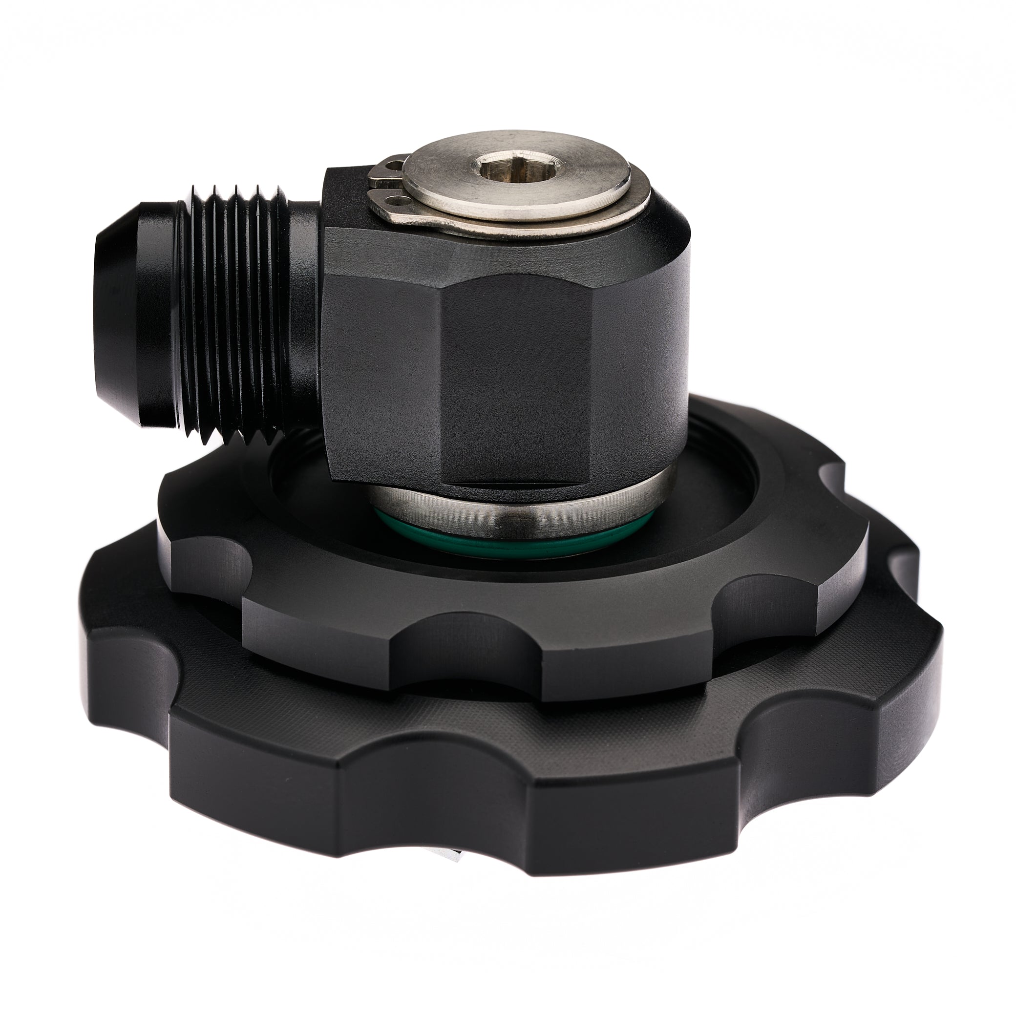 The Ultimate BMW Billet Oil Cap - Without -10 AN to ORB Swivel Fitting - NRW Design BMW performance part - Iconic Garage