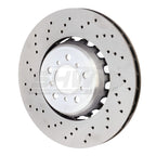 shw bmw m3 left front cross-drilled lightweight brake rotor (34112284809) f8x bmw m3 m4 f80 f82 f8x iconic garage