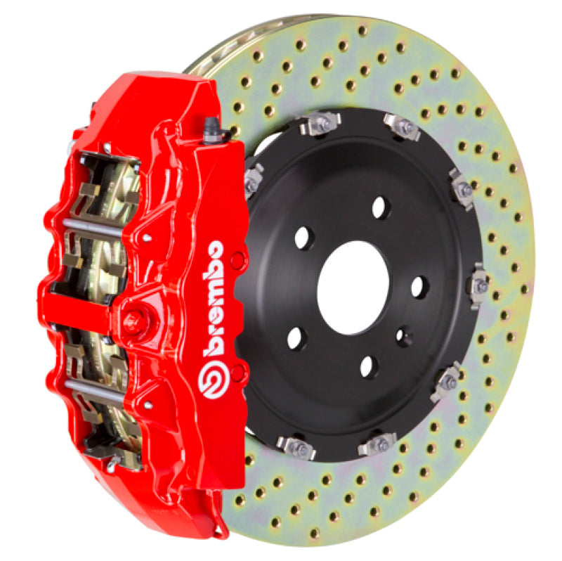 brembo m3 (e90/e92/e93) front gt bbk 6 piston cast 380x34 2pc rotor drilled-red bmw m3 e92 e9x iconic garage