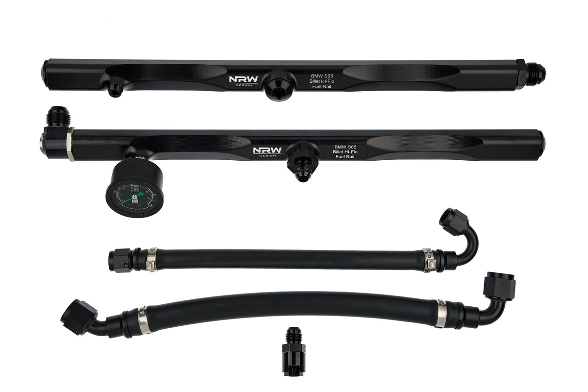 E9x S65 Billet Fuel Rail System - Using NRW Inline Filter - NRW Design BMW performance part - Iconic Garage