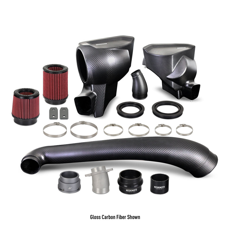 mishimoto 2021+ bmw g8x m3/m4 performance intake carbon fiber gloss bmw m3 m4 g80 g82 g8x iconic garage