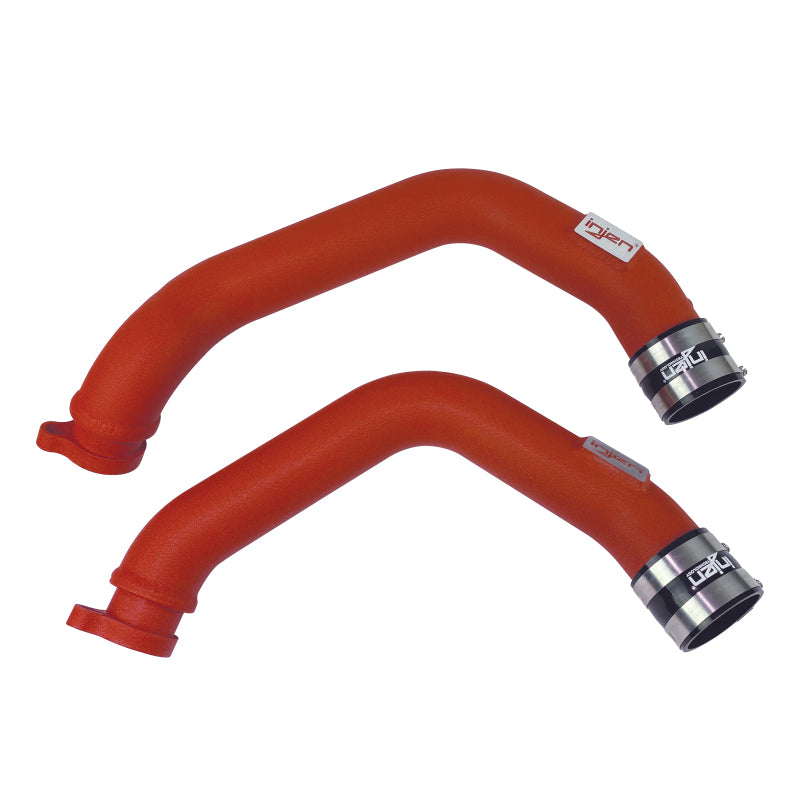injen bmw m3(f80)/m4 (f82/83) twin turbo 2pc aluminum int. charge pipe - wrinkle red bmw m3 m4 f80 f82 f8x iconic garage