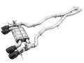 awe tuning switchpath cat-back exhaust for bmw g8x m3/m4 - diamond black tips bmw m3 m4 g80 g82 g8x iconic garage