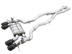awe tuning switchpath cat-back exhaust for bmw g8x m3/m4 - diamond black tips bmw m3 m4 g80 g82 g8x iconic garage
