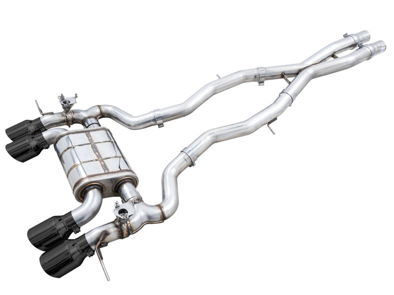 awe tuning switchpath cat-back exhaust for bmw g8x m3/m4 - diamond black tips bmw m3 m4 g80 g82 g8x iconic garage