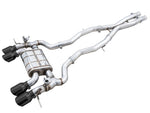 awe tuning switchpath cat-back exhaust for bmw g8x m3/m4 - diamond black tips bmw m3 m4 g80 g82 g8x iconic garage