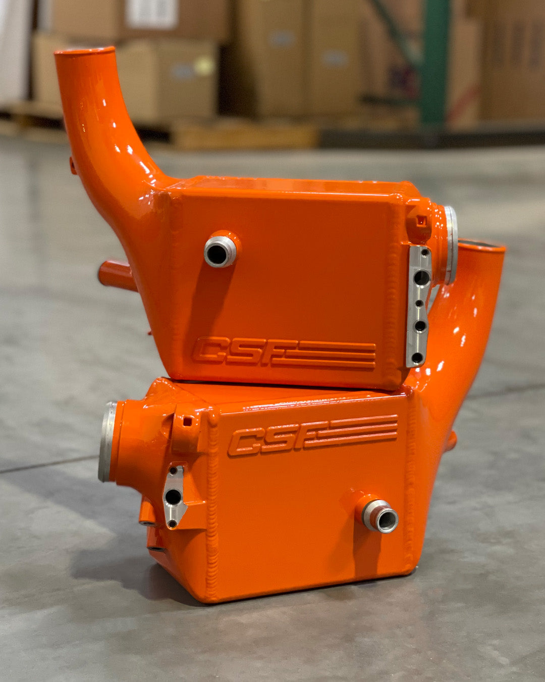 CSF 16-21 BMW M5 (F90) / 17-21 BMW M8 (F91/F92/F93) Twin Charge-Air-Cooler Set - Fire Orange - F92 M8 Coupe