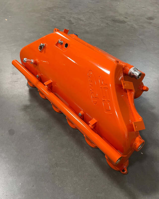 csf bmw m2/m3/m4 s58 (g8x) charge-air cooler manifold - fire orange bmw m3 m4 g80 g82 g8x iconic garage