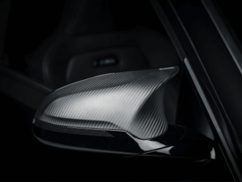 akrapovic 2014+ bmw m3 (f80) carbon fiber mirror cap set - matte bmw m3 m4 f80 f82 f8x iconic garage