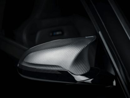 akrapovic 2014+ bmw m3 (f80) carbon fiber mirror cap set - matte bmw m3 m4 f80 f82 f8x iconic garage