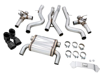awe tuning bmw f8x m3/m4 switchpath cat-back exhaust - diamond black tips bmw m3 m4 f80 f82 f8x iconic garage