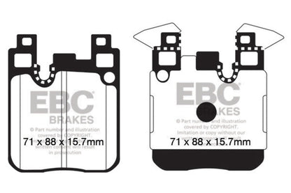 ebc bmw m3 3.0 twin turbo (f80) redstuff rear brake pads bmw m3 m4 f80 f82 f8x iconic garage