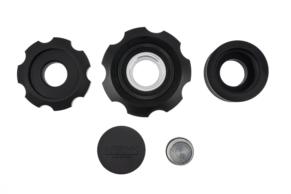The Ultimate BMW Billet Oil Cap - With -10 AN to ORB Swivel Fitting - NRW Design BMW performance part - Iconic Garage
