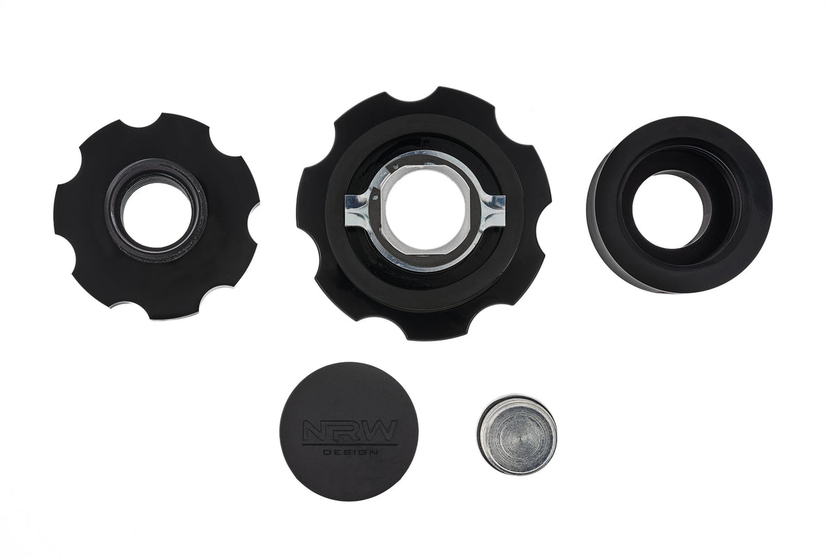 The Ultimate BMW Billet Oil Cap - With -10 AN to ORB Swivel Fitting - NRW Design BMW performance part - Iconic Garage