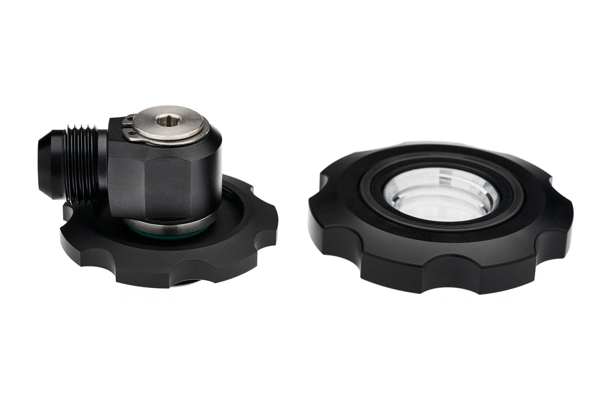 The Ultimate BMW Billet Oil Cap - With -10 AN to ORB Swivel Fitting - NRW Design BMW performance part - Iconic Garage